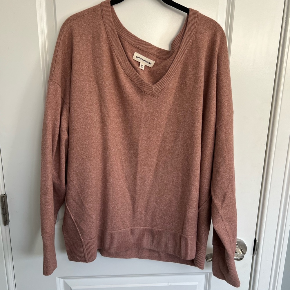 Lucky Brand Women's Dusty Rose V-Neck Sweater